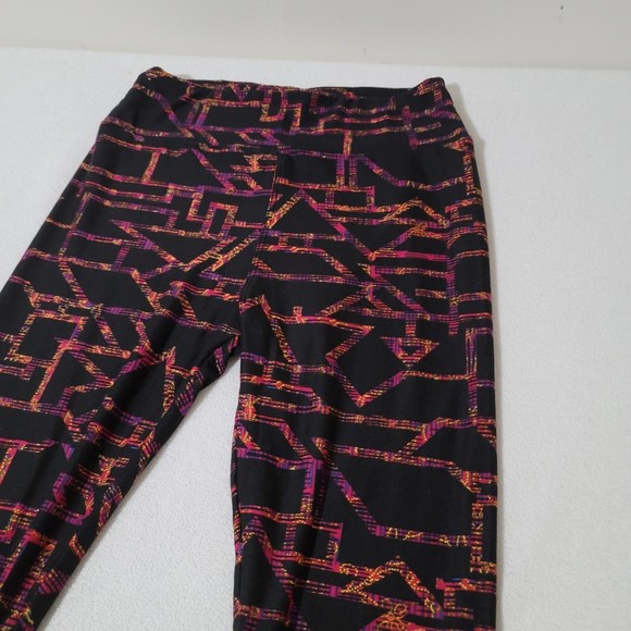 OS Lularoe Leggings Abstract line pattern orange red purple - Picture 5 of 11